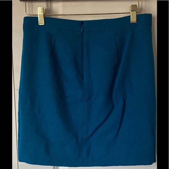 J. Crew Zip Pocket Wool Blend Mini Skirt A line Teal Blue - Picture 4 of 8